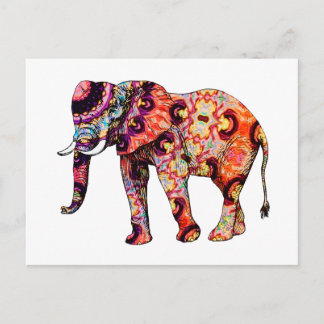 Art Deco Colorful Psychedelic Elephant Briefkaart