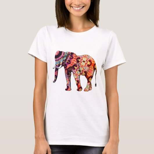 Art Deco Colorful Psychedelic Elephant T-shirt (Voorkant)