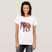 Art Deco Colorful Psychedelic Elephant T-shirt (Voorkant volledig)