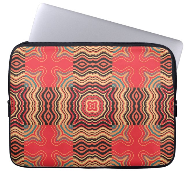 Art Deco Colorful Swirl Retro Abstracte Art Laptop Sleeve (Voorkant)