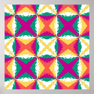 Art Deco Colorful Swirl Retro Abstracte Art Poster