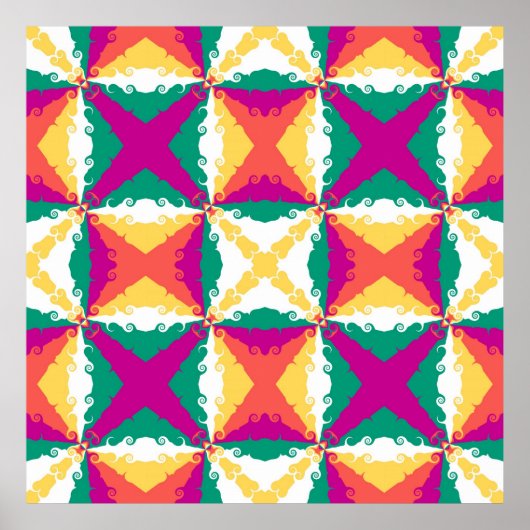 Art Deco Colorful Swirl Retro Abstracte Art Poster (Voorkant)