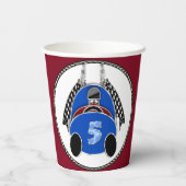 Art Deco Comic Style Blauwe Race Auto Papieren Bekers (Achterkant)