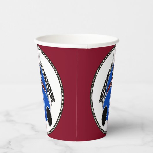 Art Deco Comic Style Blauwe Race Auto Papieren Bekers (Rechts)