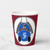 Art Deco Comic Style Blauwe Race Auto Papieren Bekers (Voorkant)