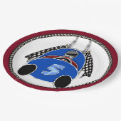 Art Deco Comic Style Blauwe Race Auto Papieren Bordje (Gekanteld)