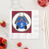 Art Deco Comic Style Blauwe Race Auto Servet (Insitu)