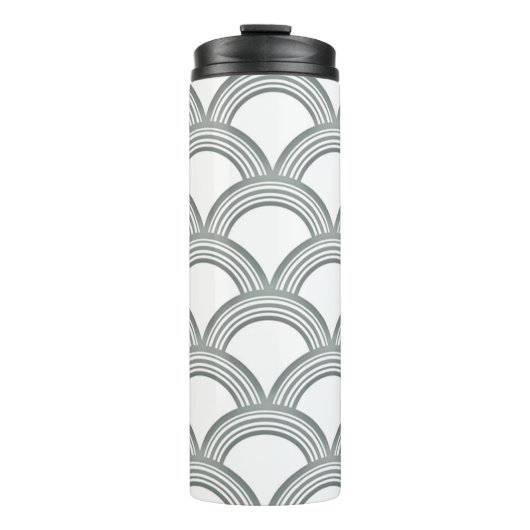Art Deco Concentrische Cirkels Grijze Thermosfles (Voorkant)