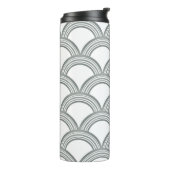 Art Deco Concentrische Cirkels Grijze Thermosfles (Gedraaid links)