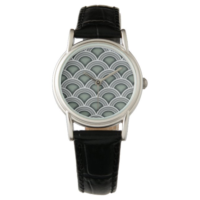 Art Deco Concentrische Cirkels Horloge (Voorkant)