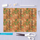 Art Deco Copper Green Gold Tiger Lady  Tissuepapier (Craft)