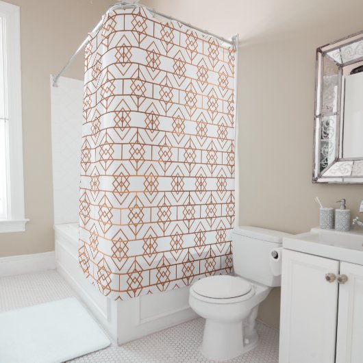 Art Deco Copper Pattern Shower Curtain Douchegordijn (In situ)
