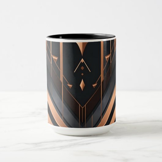 Art Deco Copper & Silver Geometric Design Mok (Midden)