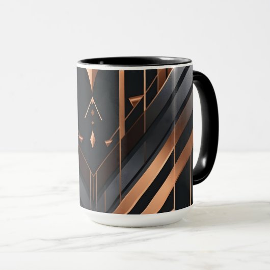 Art Deco Copper & Silver Geometric Design Mok (Voorkant rechts)