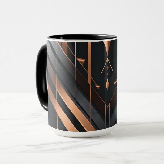 Art Deco Copper & Silver Geometric Design Mok (Voorkant links)