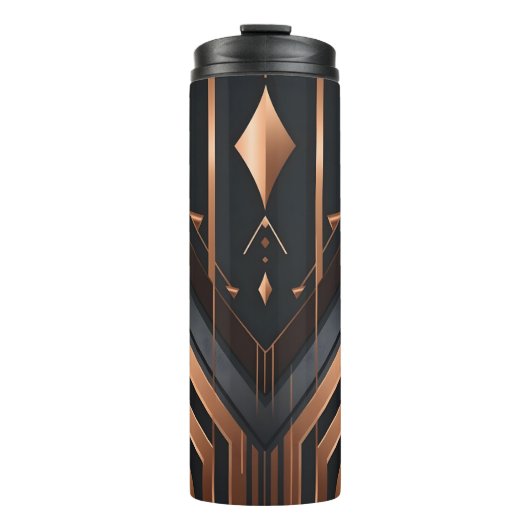 Art Deco Copper & Silver Geometric Design Thermosbeker (Voorkant)