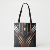 Art Deco Copper & Silver Geometric Design Tote Bag (Voorkant)