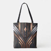 Art Deco Copper & Silver Geometric Design Tote Bag (Achterkant)
