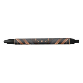 Art Deco Copper & Silver Geometric Design Zwarte Inkt Pen