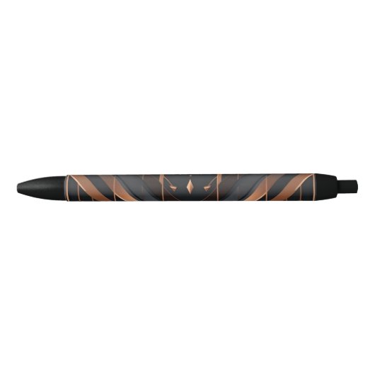Art Deco Copper & Silver Geometric Design Zwarte Inkt Pen (Voorkant)