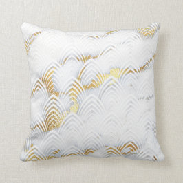 Art Deco Copper White Grey Gold Glitter Marble Kussen
