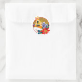 Art Deco Cottage Vintage Kerstmis Ronde Sticker (Tas)