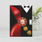 Art Deco Couple 40e verjaardag | rood zwart Kaart (Staand voorkant)