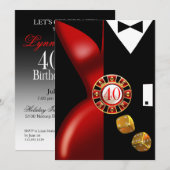 Art Deco Couple 40e verjaardag | rood zwart Kaart (Voorkant / Achterkant)