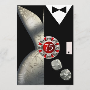 Art Deco Couple 75e verjaardag   rood zwart Kaart