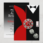 Art Deco Couple 75e verjaardag | rood zwart Kaart (Voorkant / Achterkant)