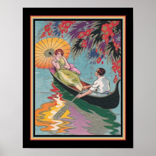 Art Deco Couple in Canoe 1920 Poster (Voorkant)