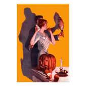 Art Deco Couple Mirror Jack O Lantern Pumpkin Foto Afdruk (Voorkant)