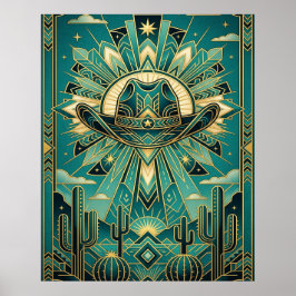 Art Deco Cowboyhoed Poster - Geometrische Western