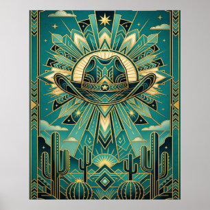 Art Deco Cowboyhoed Poster - Geometrische Western