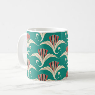 Art Deco Crane - achtergrond van turkooizen Koffiemok