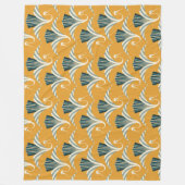 Art Deco Crane - gele achtergrond Fleece Deken (Voorkant)