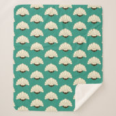  Art Deco Cream Flowers uit de jaren 20 Sherpa Deken (Voorkant)