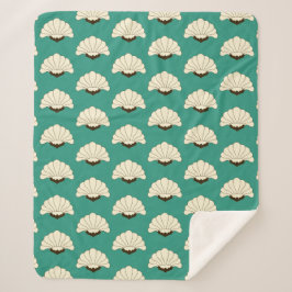  Art Deco Cream Flowers uit de jaren 20 Sherpa Deken