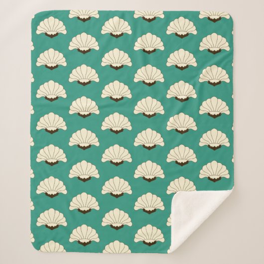  Art Deco Cream Flowers uit de jaren 20 Sherpa Deken (Voorkant)