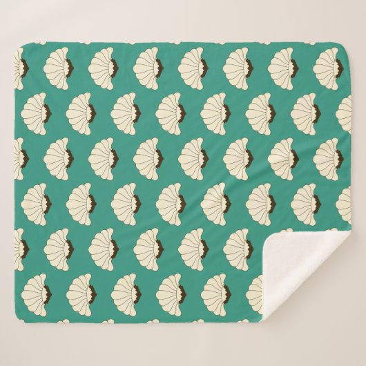  Art Deco Cream Flowers uit de jaren 20 Sherpa Deken (Voorkant (horizontaal))