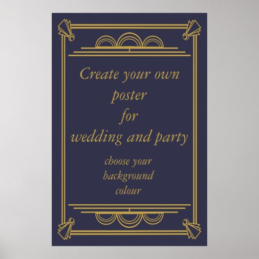 Art Deco creëer je eigen bruiloft of poster (Voorkant)