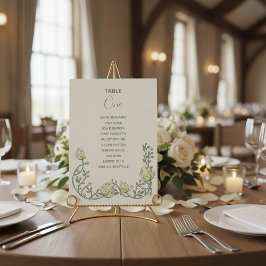 Art deco crème bloemen Tafel Nummer Zitplaatsen Gr Kaart