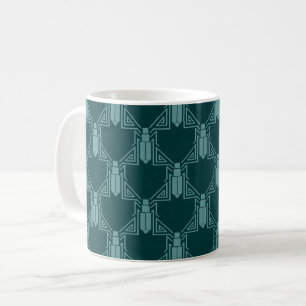 Art Deco Crickets - Dark Peacock Blue Coffee Mok