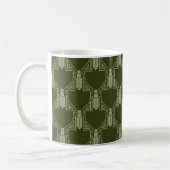 Art Deco Crickets - Donker Olijf Groene Koffie Mok (Links)