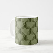 Art Deco Crickets - Lichte olijfgroene koffie Mok (Voorkant links)