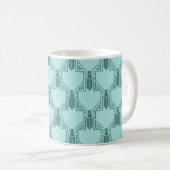 Art Deco Crickets - Lichte turquoise koffie Mok (Voorkant rechts)