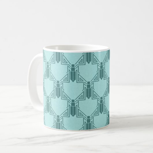 Art Deco Crickets - Lichte turquoise koffie Mok (Voorkant links)