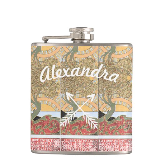 Art Deco Crossed Arrow Swirl Tree Heupfles (Voorkant)