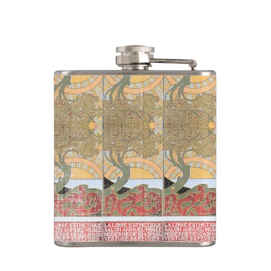 Art Deco Crossed Arrow Swirl Tree Heupfles (Achterkant)