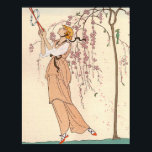 Art Deco Crossover Illustratie Spel Dress Poster<br><div class="desc">Art Deco crossover uit Art Nouveau-stijl Illustratie van een jonge vrouw die speelt met een kersenboom op de achtergrond door George Barbier. George Barbier 1882 - 1932 was een van de grote Franse illustratoren van de vroege 20e eeuw. Hij staat bekend om zijn commissies om theater en balletkostuums te ontwerpen,...</div>